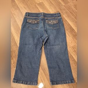 Vintage Y2K 90s TRIBAL JEANS Western Capri Stretch Pants 2000s Cowboy